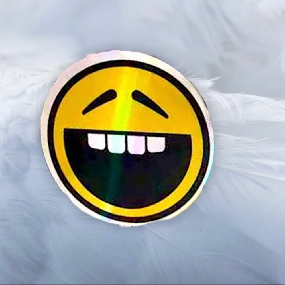 All Smiles Smiley Rainbow Metallic Happy Face Prismatic reflective Art Magnet